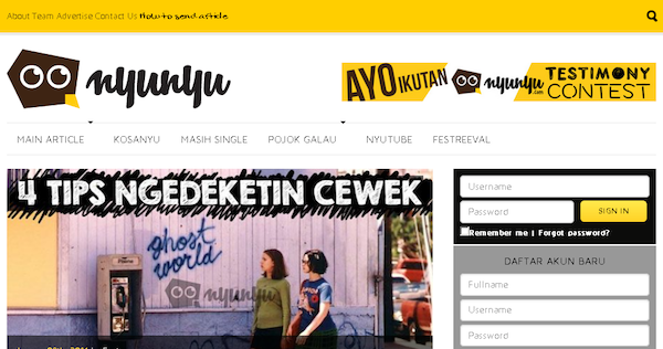 Tampilan Website Nyunyu Dot Com