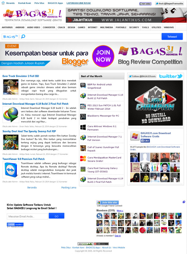 Preview Tampilan Depan Bagas31.Com