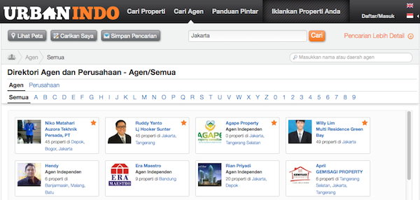 Tampilan Daftar Agen Independen UrbanIndo.Com