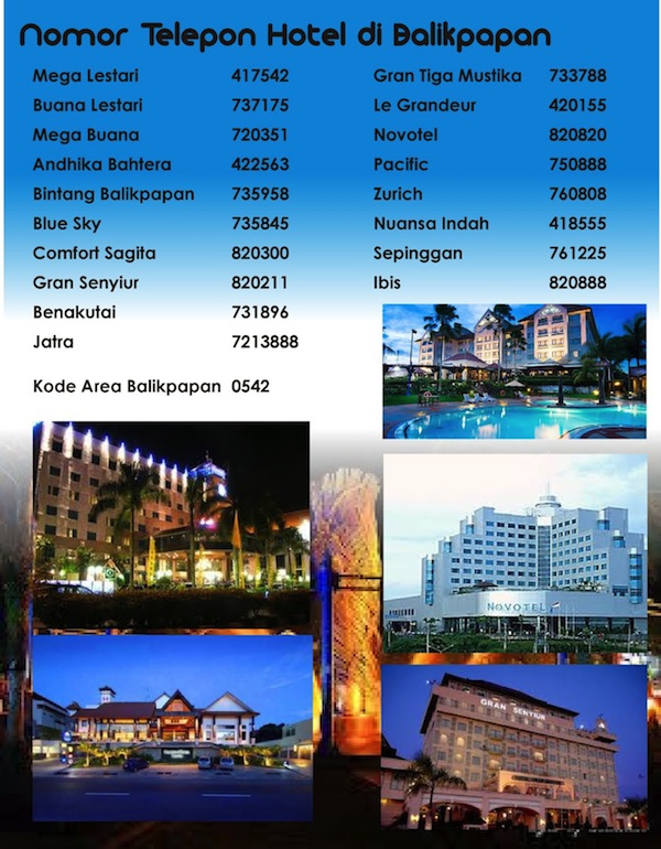 Daftar Nomor Telepon Hotel Balikpapan