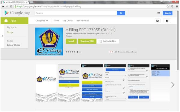 Tampilan Situs Play Store pada Web Browser