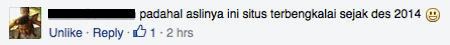 Komentar Salah Seorang Pengguna Facebook di Pontianak
