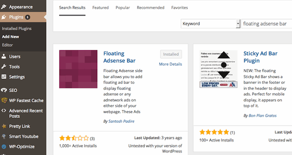 Floating Adsense Bar Add Plugin