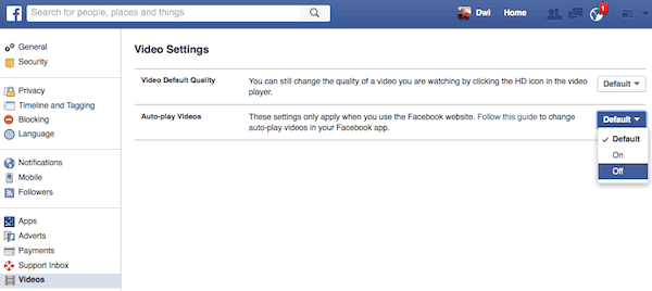 Cara Mematikan Fitur Auto Play Video di Facebook - Langkah 3