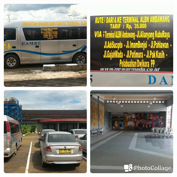 Gambaran Taksi Resmi dan Bis Damri di Terminal ALBN Sei Ambawang