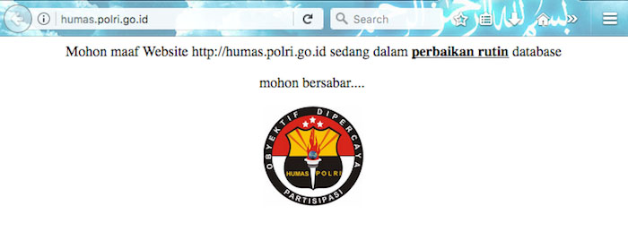 Website Humas Polri Under Maintenance by Anonymous