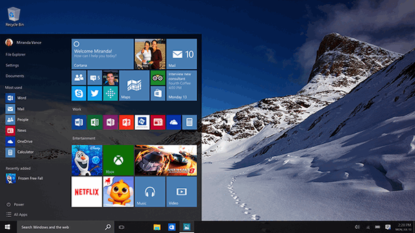 Tampilan Microsoft Windows 10