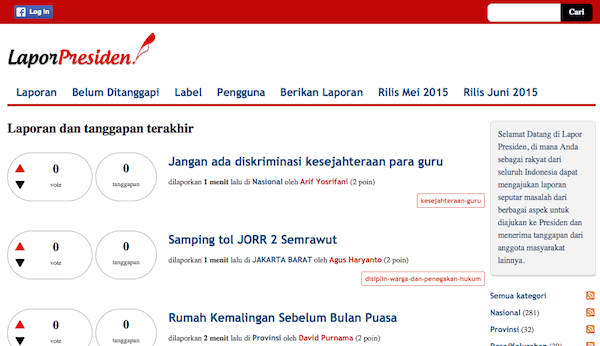 Tampilan Website Lapor Presiden