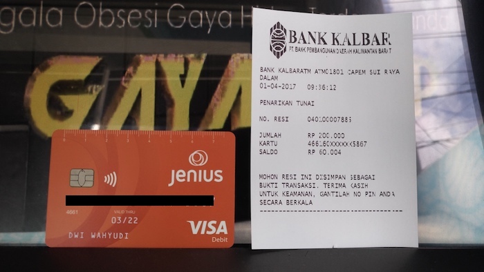 Bukti Tarik Tunai Jenis di Mesin ATM Bersama